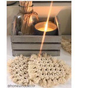 Heart-shaped macramé coasters